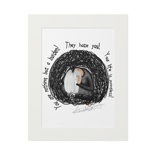 Depression Art Print with Paper Mat Frame