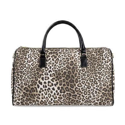 Leopard Print Faux Leather Travel Bag