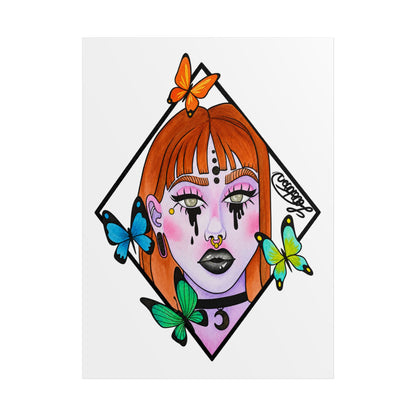Vibrant Gothic Butterfly Woman Wall Art