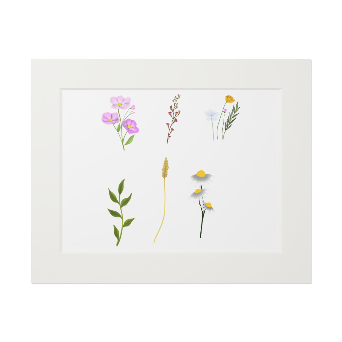 Wildflower Fine Art Print with Paper Mat Frame