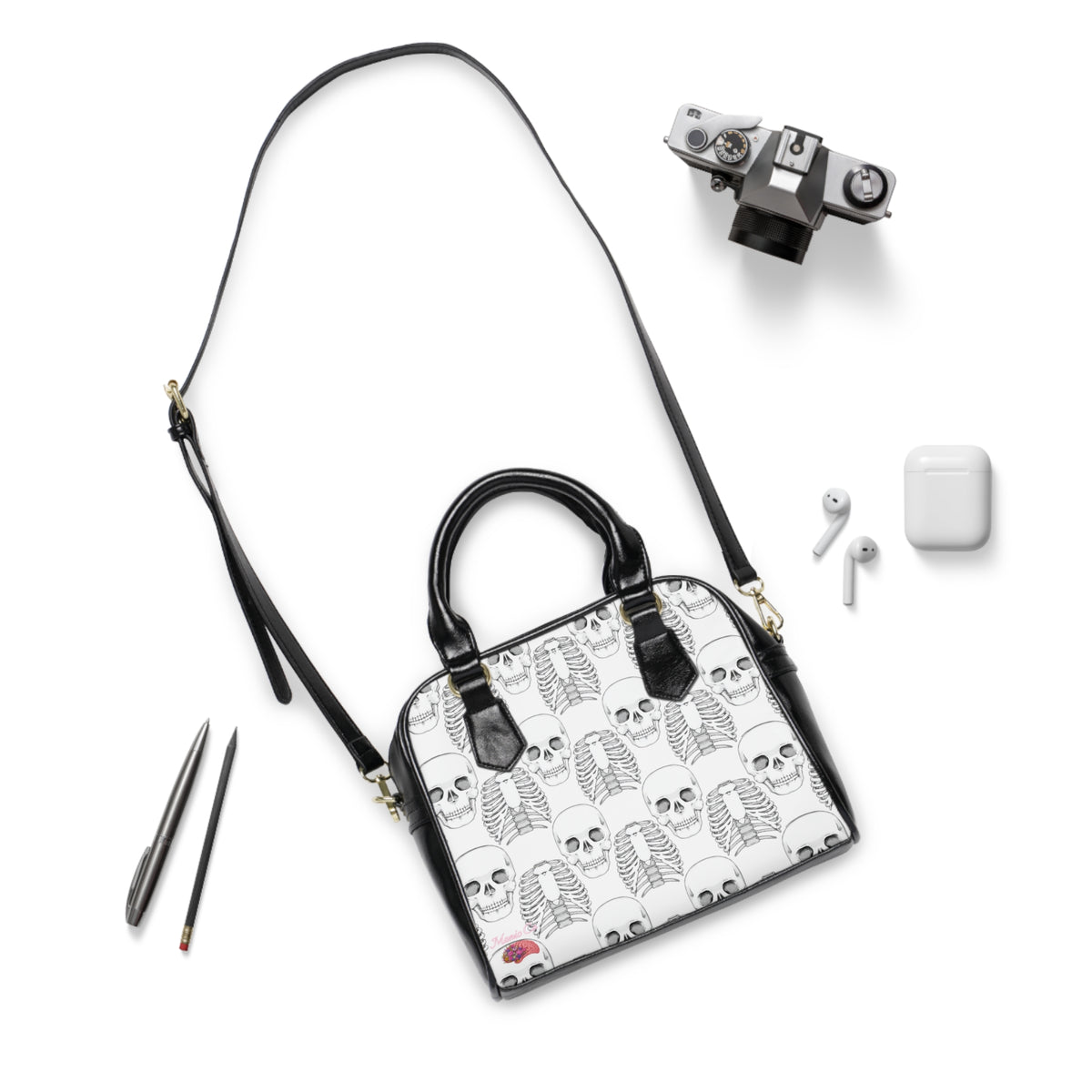 White Skull Shoulder Handbag