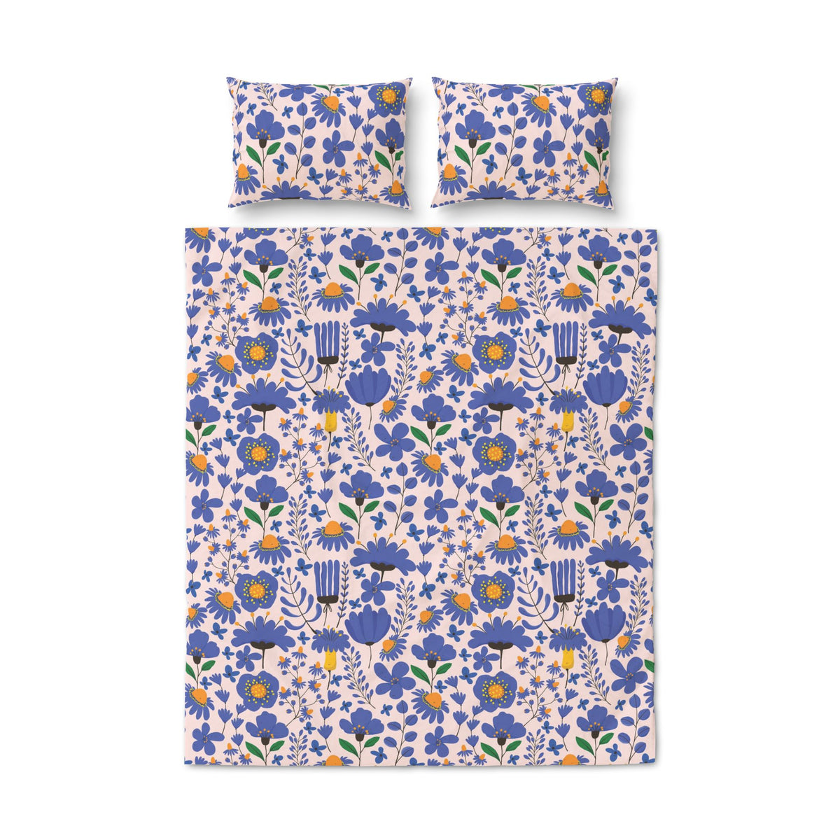 Floral Folk Blue & Yellow Botanical Quilt Cover Set
