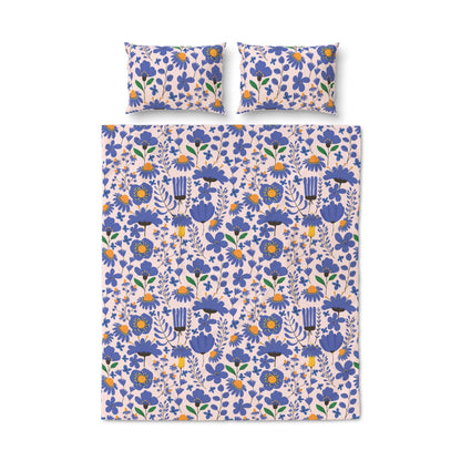 Floral Folk Blue & Yellow Botanical Quilt Cover Set