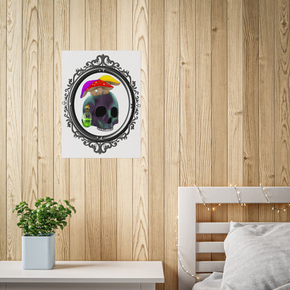 Mushroom Skull Unframed Poster – Gothic Psychedelic Wall Art