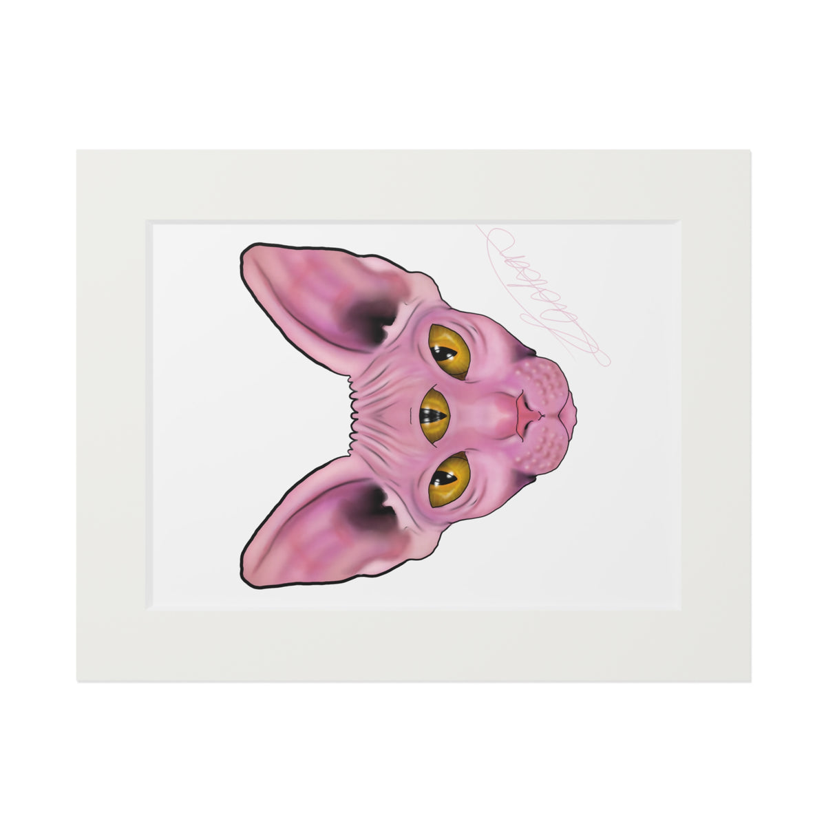 Three-Eyed Cat Fine Art Print with Paper Mat Frame