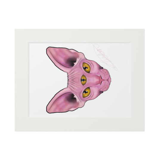 Three-Eyed Cat Fine Art Print with Paper Mat Frame