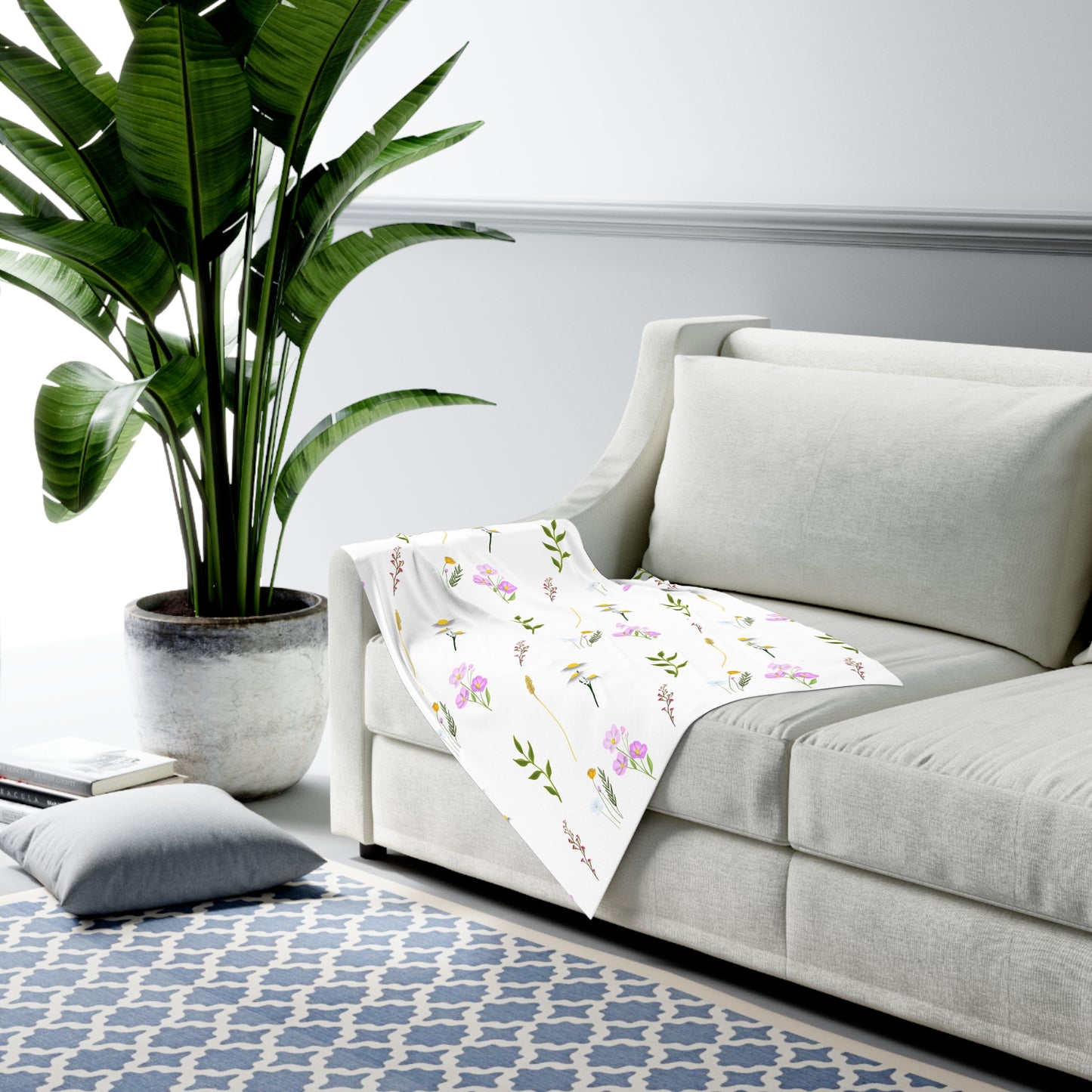 Florale Wiesen-Baby-Puckdecke — Weiches Neugeborenen-Tuch