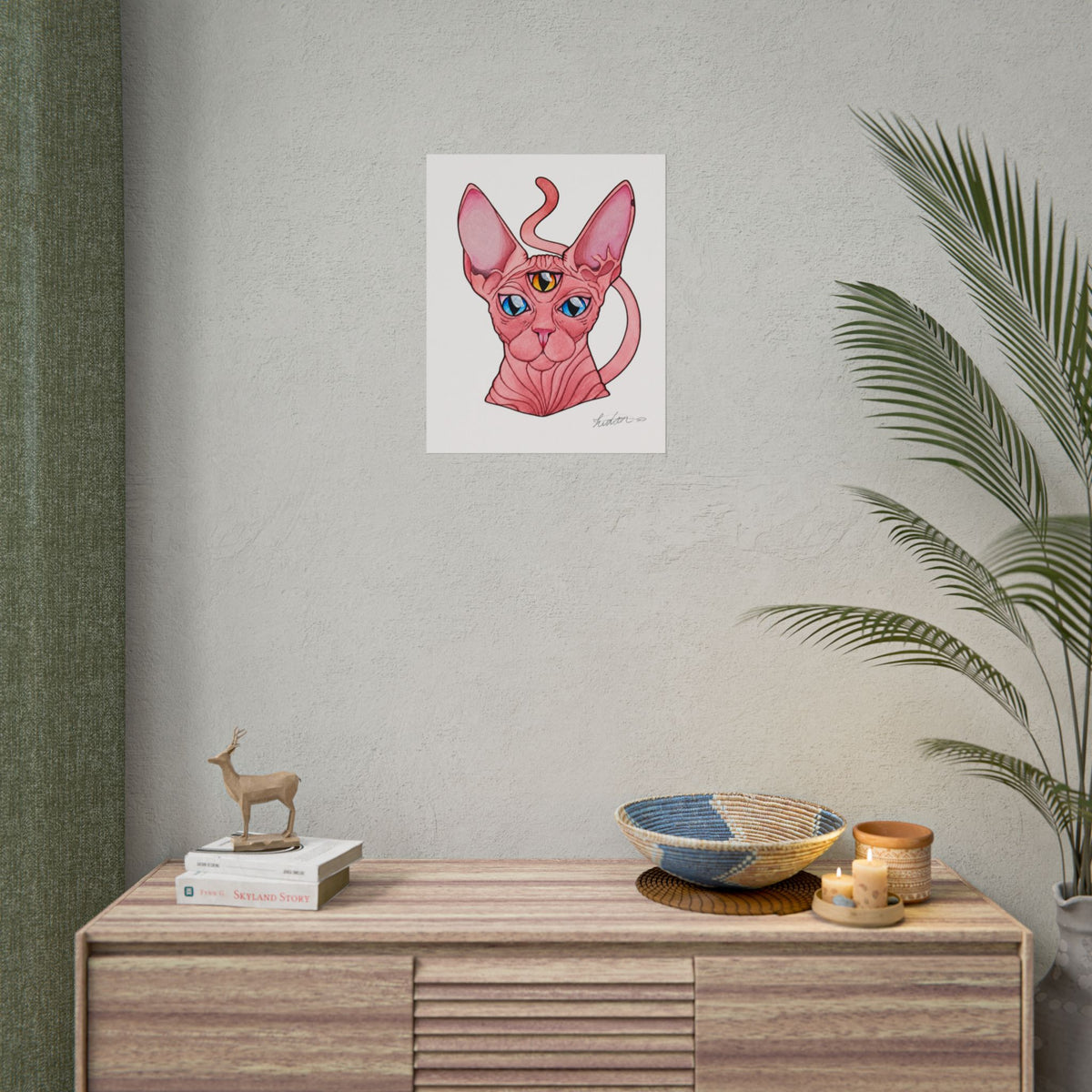 Pink Three-Eyed Cat Rolled Poster
