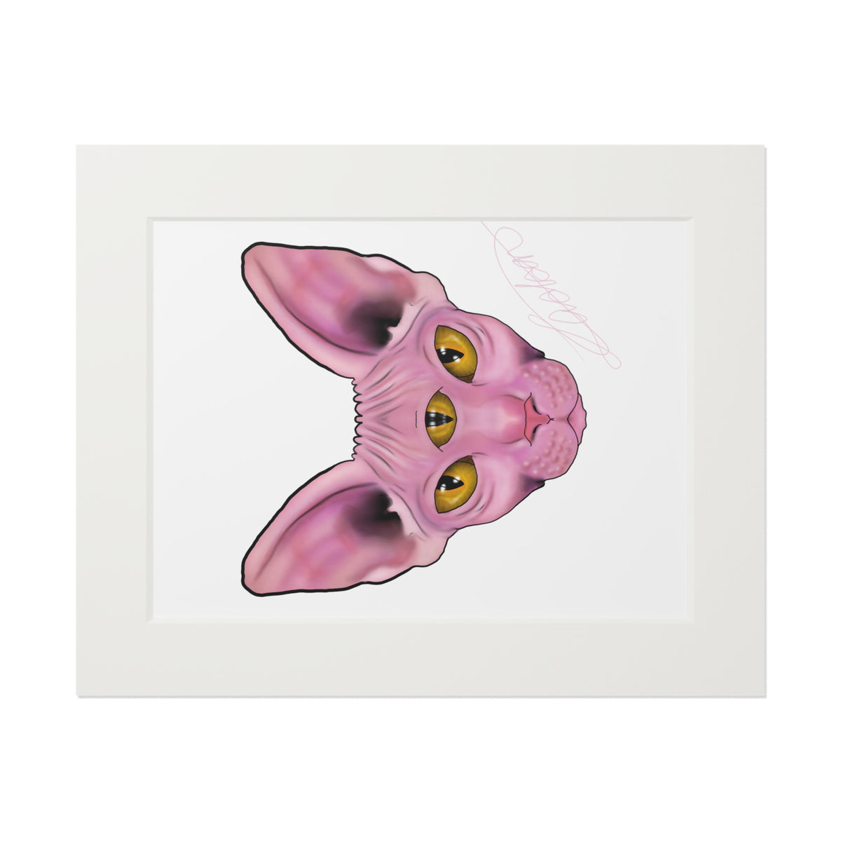 Three-Eyed Cat Fine Art Print with Paper Mat Frame