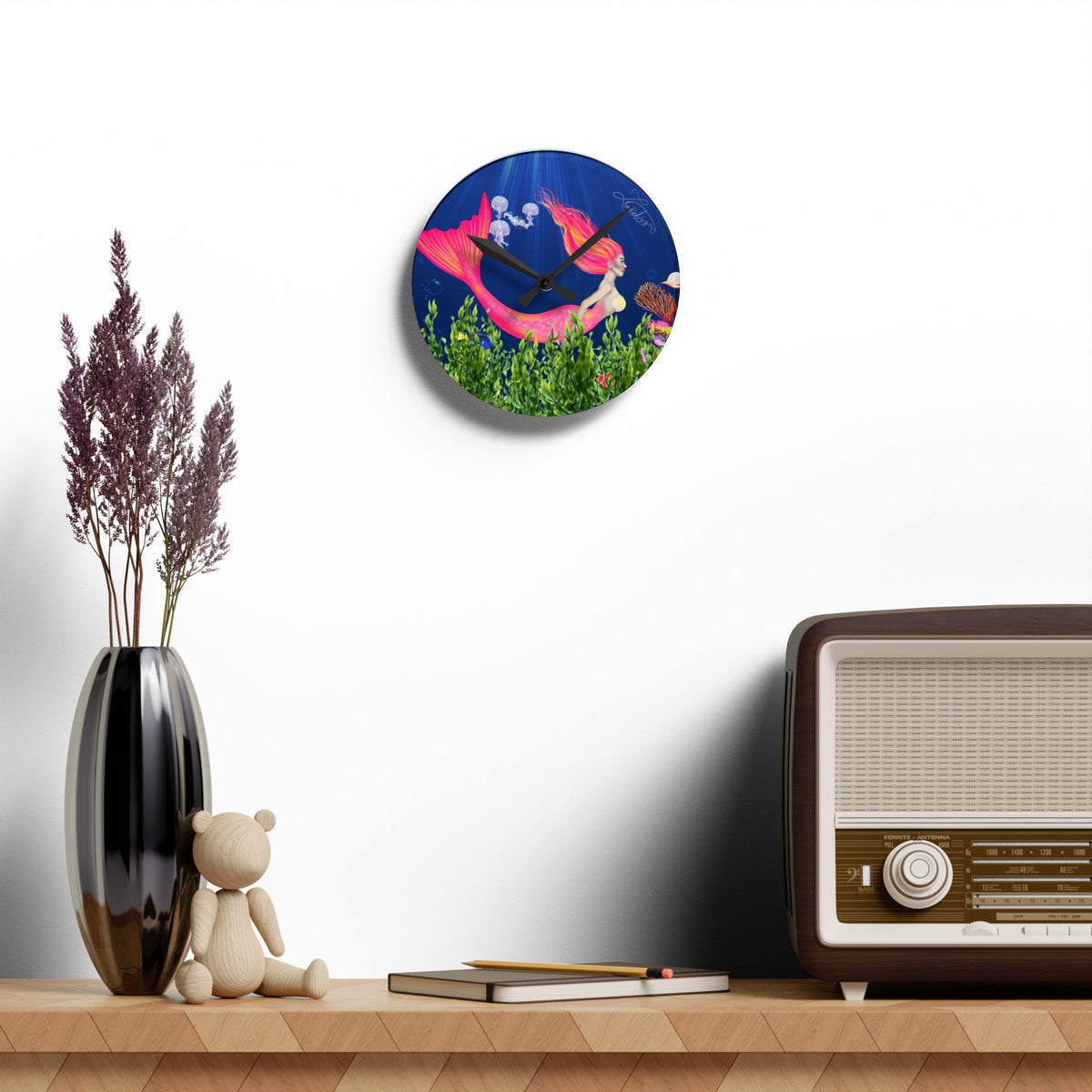 Mermaid Round Acrylic Wall Clock