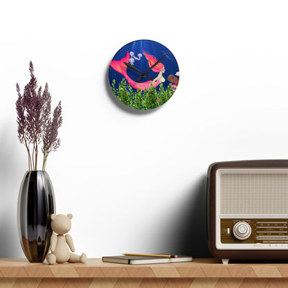 Mermaid Round Acrylic Wall Clock