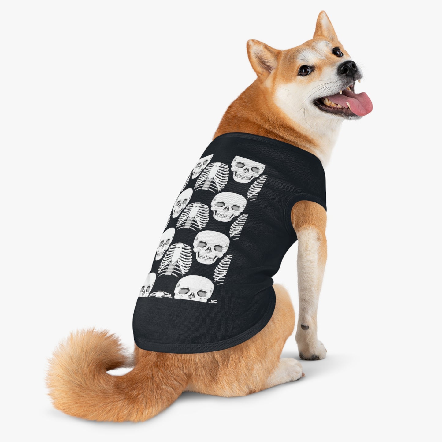 Skull & Ribcage Pet Tank Top — Gothic Halloween Dog Shirt