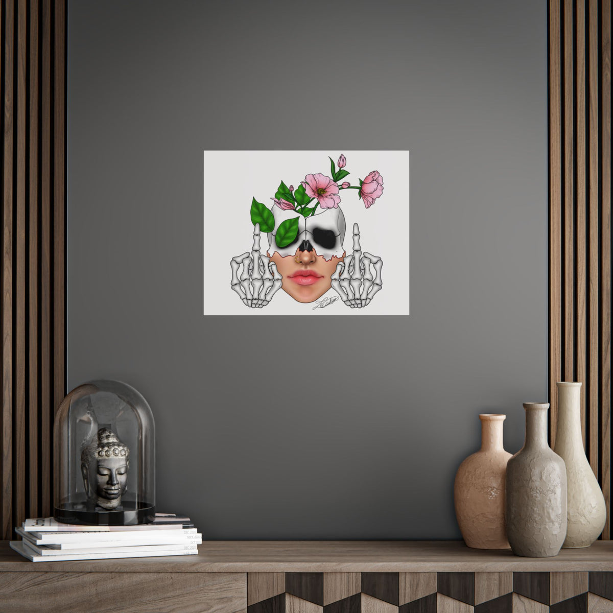 Floral Skull Gothic Art Print