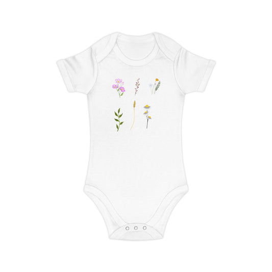 Baby-Bodysuit „Blumenwiese“ – Neugeborenen-Strampler mit zartem Wildblumen-Print