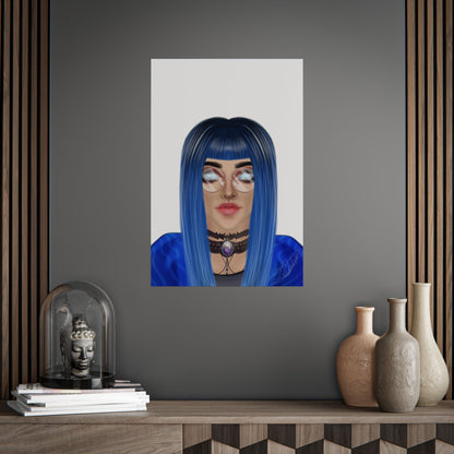 Blue-Haired Gothic Woman Unframed Poster