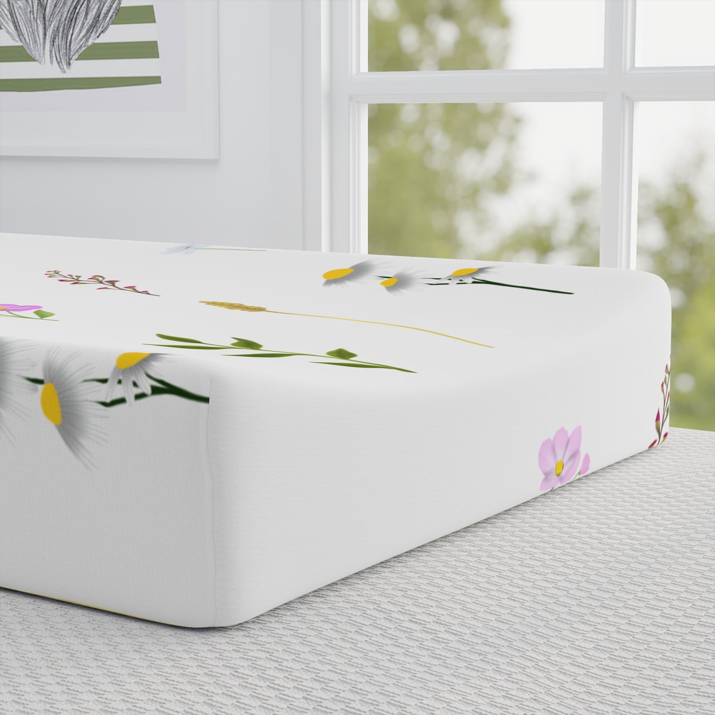Bezug für Wickelauflage „Blumenwiese“ — Weiche Aquarell-Wildblumen für das Kinderzimmer