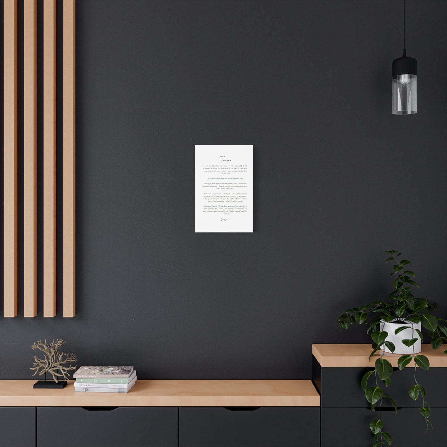 Trauma-Gedicht mattes Leinwandbild – aufgespannt, 3,18 cm Wandkunst