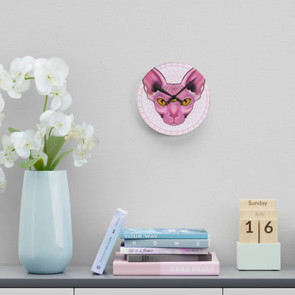 Three-Eyed Cat Round Acrylic Wall Clock