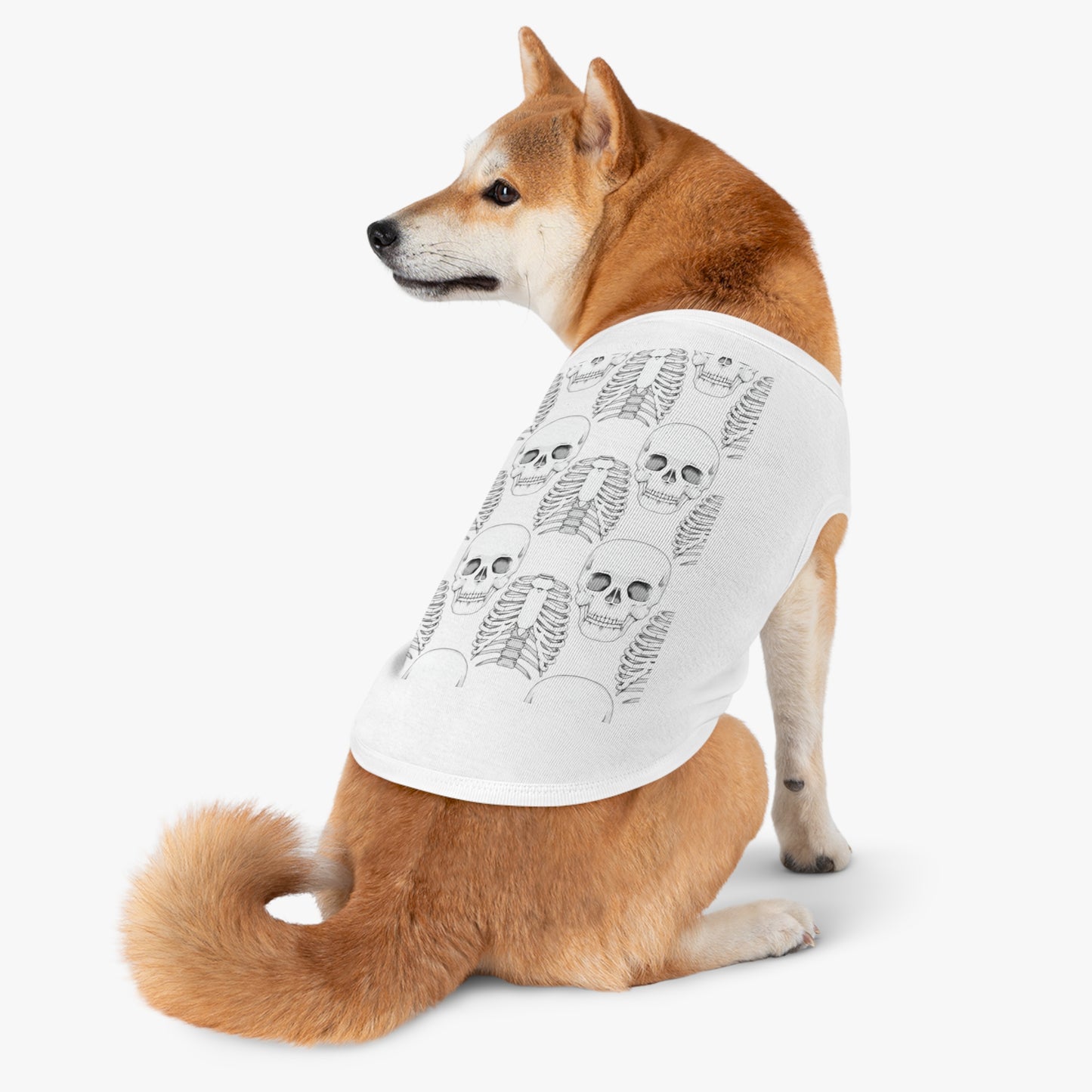 Skull & Ribcage Pet Tank Top — Gothic Halloween Dog Shirt