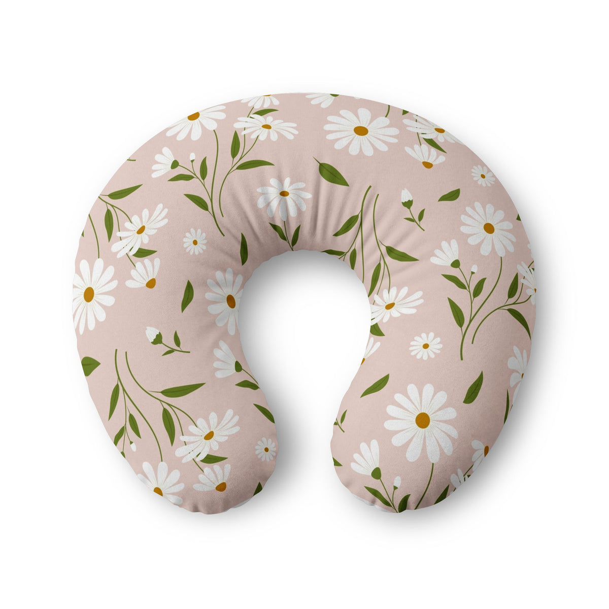 Pink With White Flowers Nursing Pillow Cover