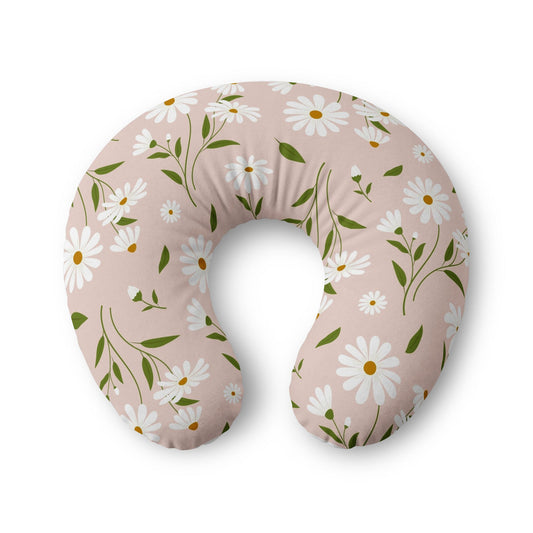 Pink With White Flowers Nursing Pillow Cover