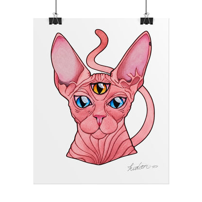 Pink Three-Eyed Cat Rolled Poster