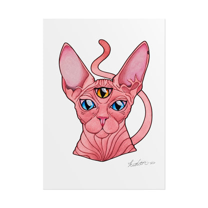 Pink Three-Eyed Cat Rolled Poster