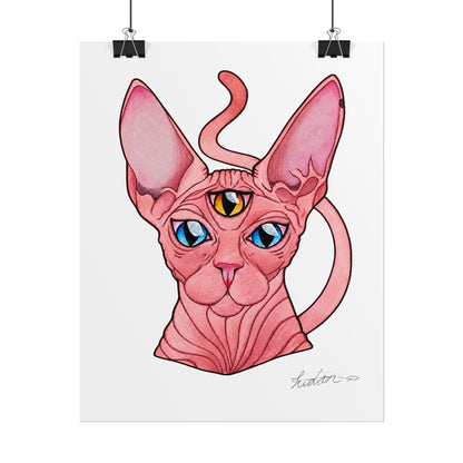 Pink Three-Eyed Cat Rolled Poster