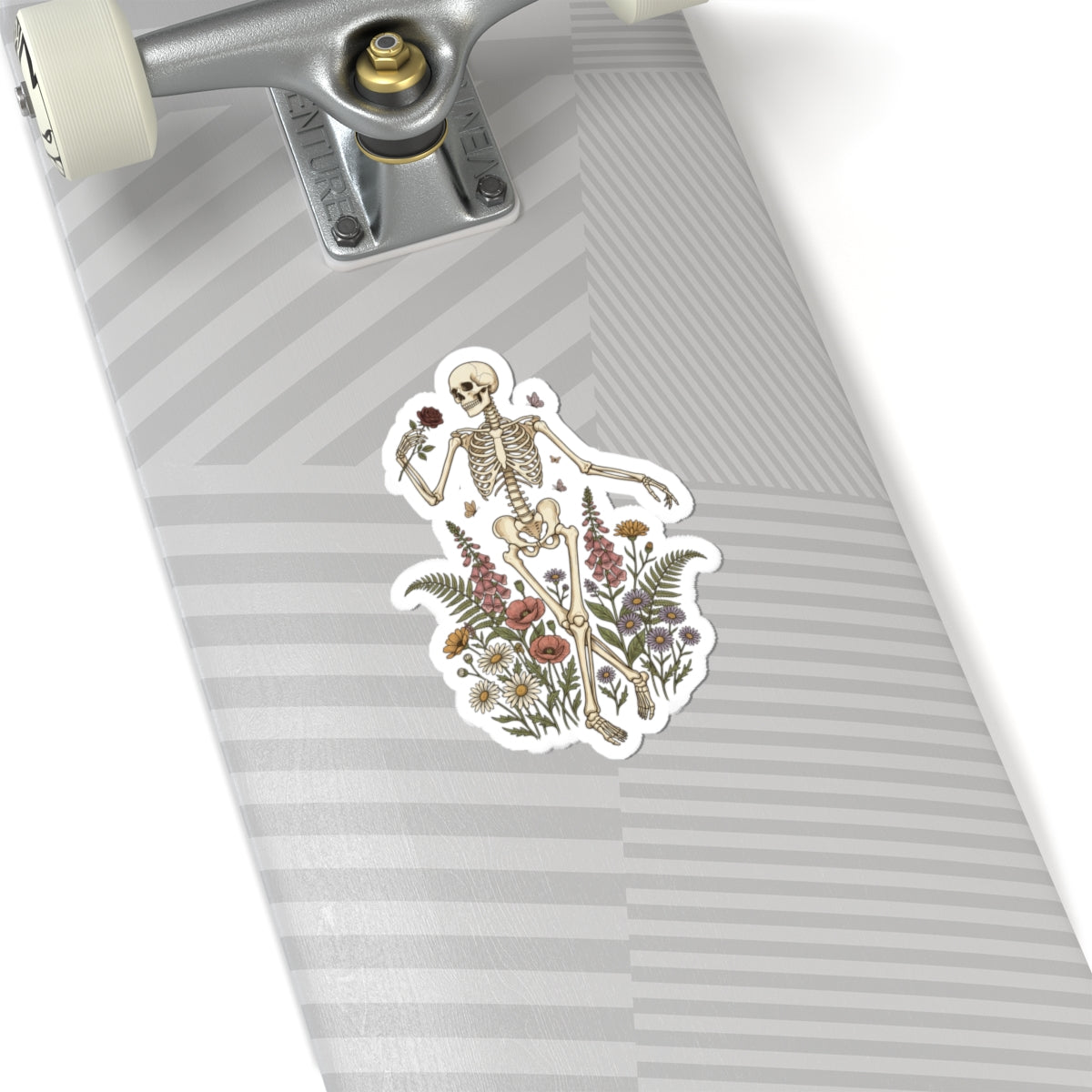 Dancing Skeleton Wildflowers Kiss-Cut Sticker