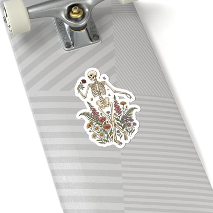 Dancing Skeleton Wildflowers Kiss-Cut Sticker