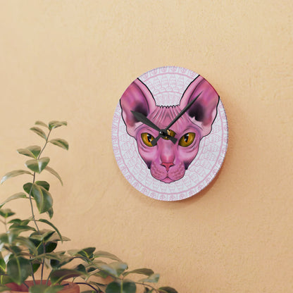 Three-Eyed Cat Round Acrylic Wall Clock