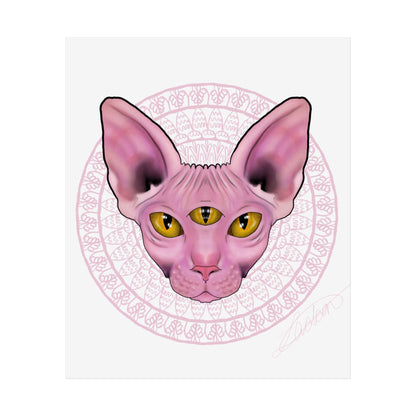 Pink Sphynx Cat Unframed Poster, Mystical Feline Wall Art