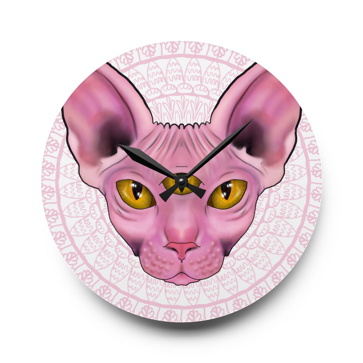 Three-Eyed Cat Round Acrylic Wall Clock