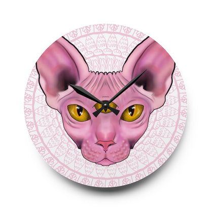 Three-Eyed Cat Round Acrylic Wall Clock