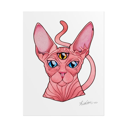 Pink Three-Eyed Cat Rolled Poster