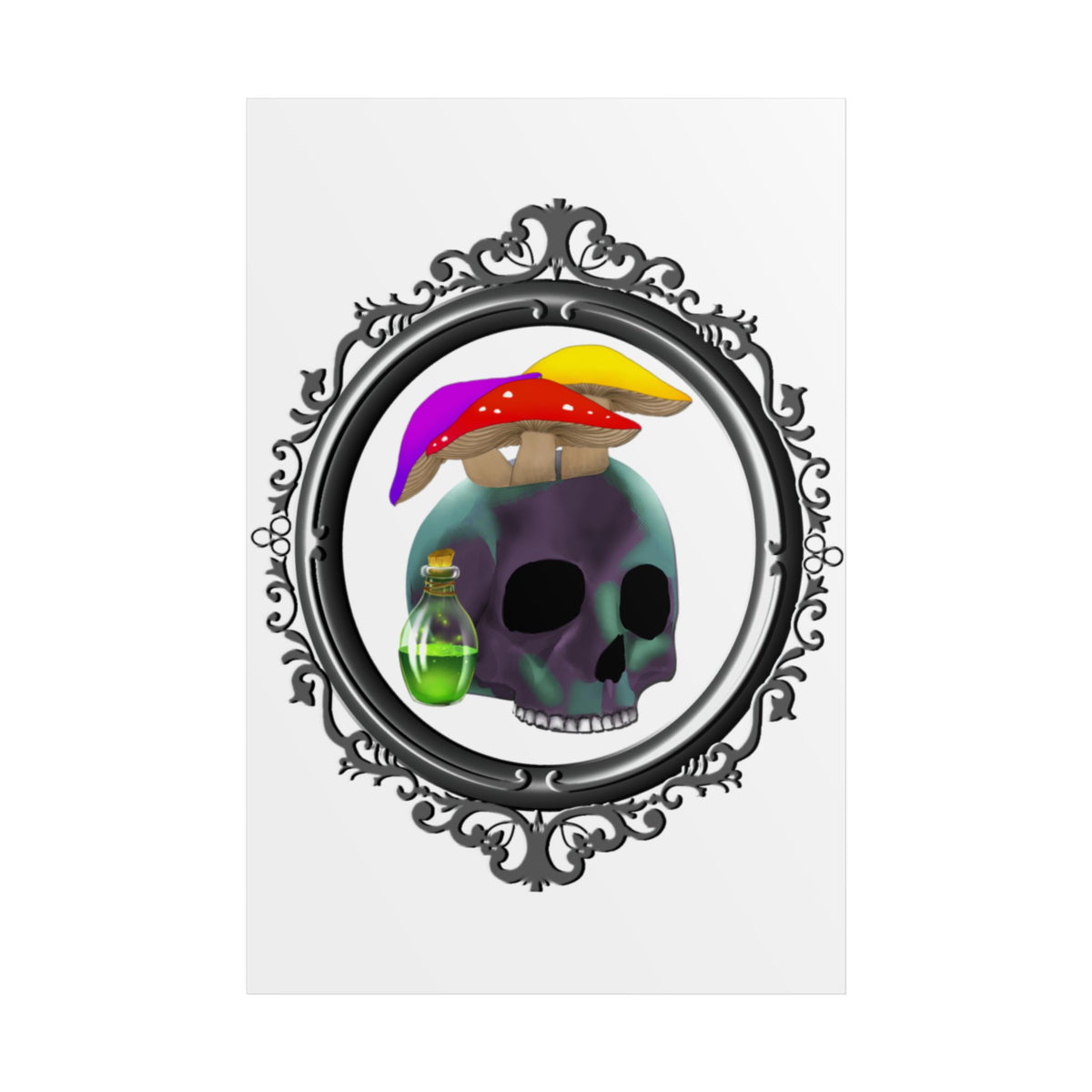 Mushroom Skull Unframed Poster – Gothic Psychedelic Wall Art