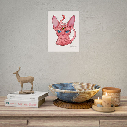 Pink Three-Eyed Cat Rolled Poster