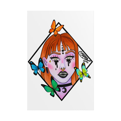 Vibrant Gothic Butterfly Woman Wall Art