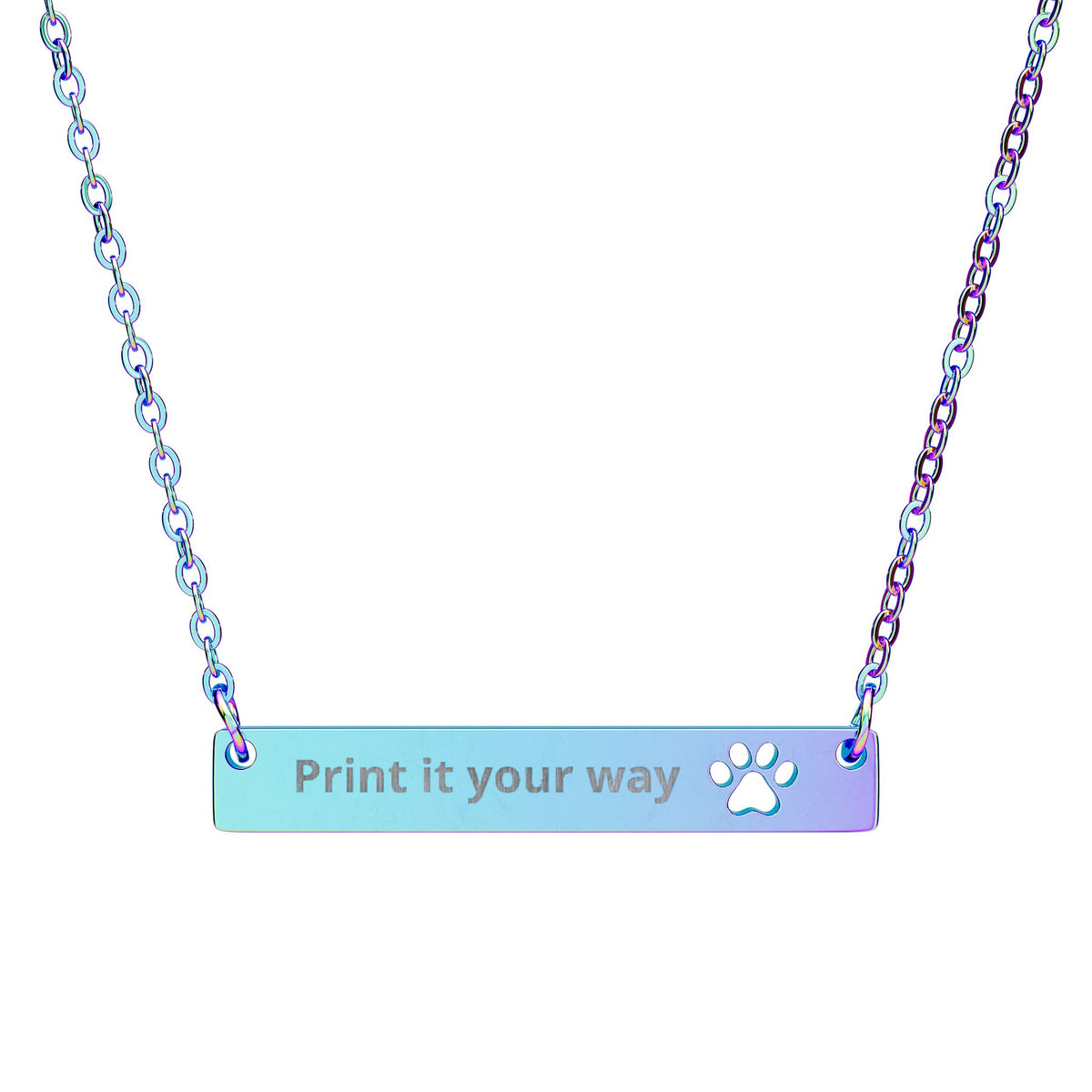 Cutout Paw Bar Necklace (Engraving)