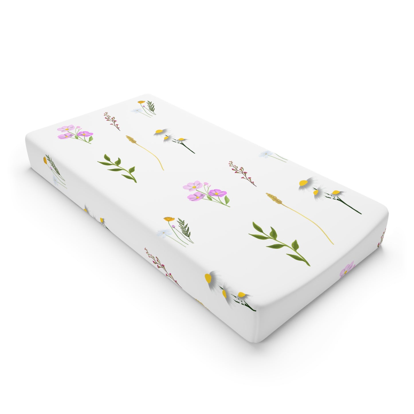 Bezug für Wickelauflage „Blumenwiese“ — Weiche Aquarell-Wildblumen für das Kinderzimmer