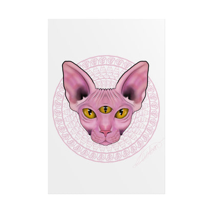 Pink Sphynx Cat Unframed Poster, Mystical Feline Wall Art