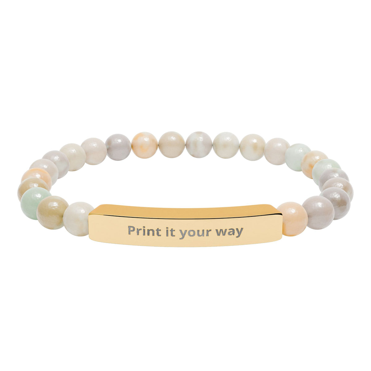 Natural Stone Stretch Bar Bracelet (Engraving)