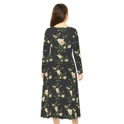 Floral Long-Sleeve Dance Dress