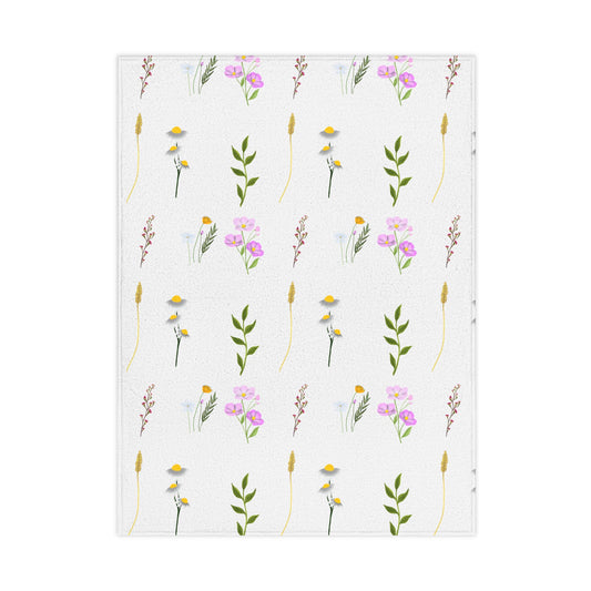 Geblümte Kleinkinddecke — Weiche rosa Wildblumen-Kinderzimmerdecke