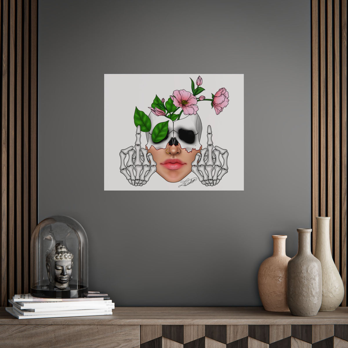 Floral Skull Gothic Art Print