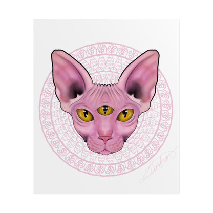 Pink Sphynx Cat Unframed Poster, Mystical Feline Wall Art