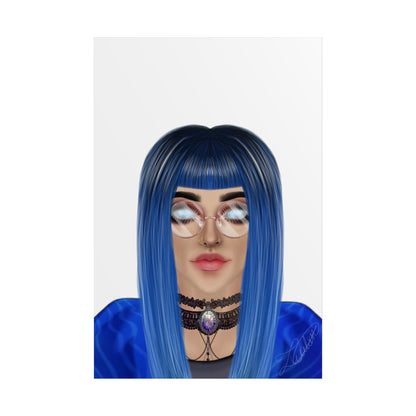 Blue-Haired Gothic Woman Unframed Poster
