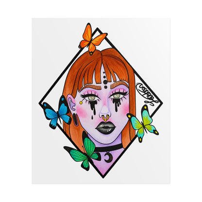 Vibrant Gothic Butterfly Woman Wall Art