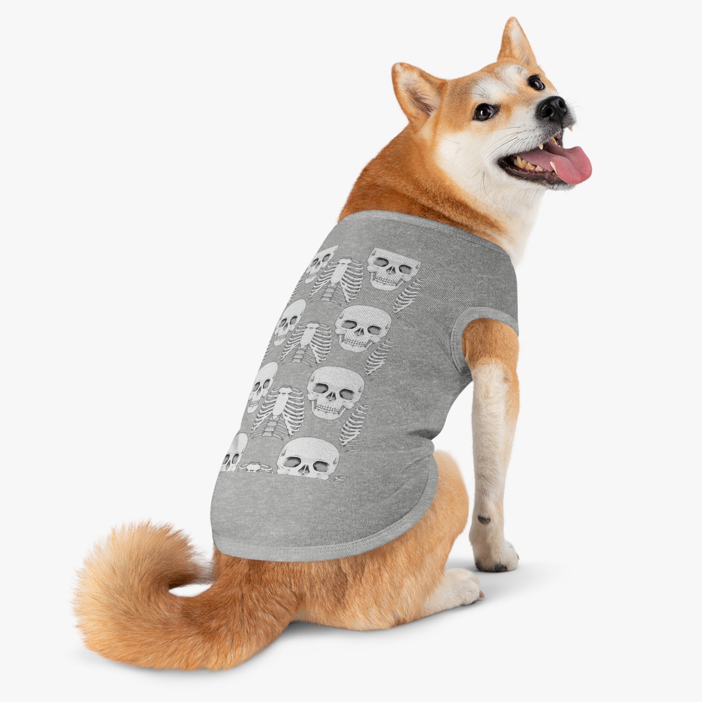 Skull & Ribcage Pet Tank Top — Gothic Halloween Dog Shirt