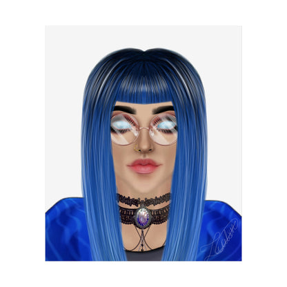 Blue-Haired Gothic Woman Unframed Poster